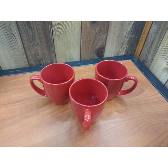 Corelle Coordinates  Corning Stoneware Red  Coffee/Tea Mugs Cups  12 oz Lot Of 3 - Picture 2 of 3